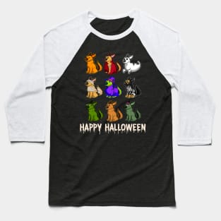 Happy German Shepherd Dog Witch Mummy Halloween Horror Baseball T-Shirt